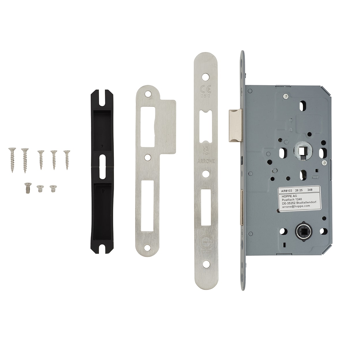 DIN Bathroom Lock - 88mm Case - 60mm Backset - Radius- Satin Stainless Steel - view 2