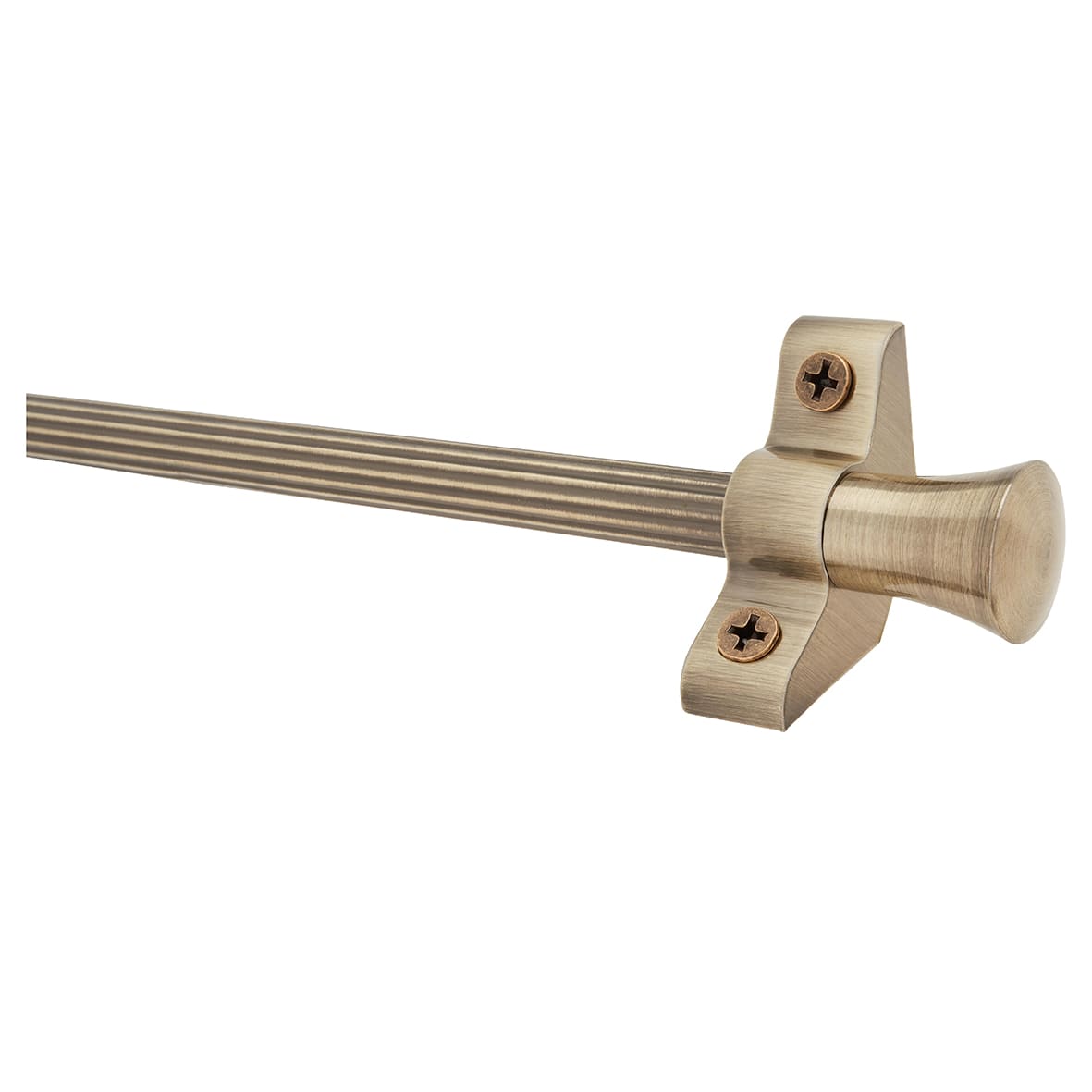 Lines Stair Rod with Fluted Finials - 900mm Length - Antique Brass - view 2