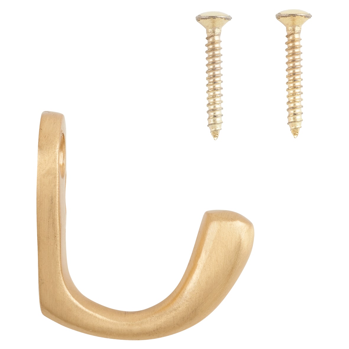 Solid Brass Single Coat Hook - 43 x 17mm - Satin Brass - view 3