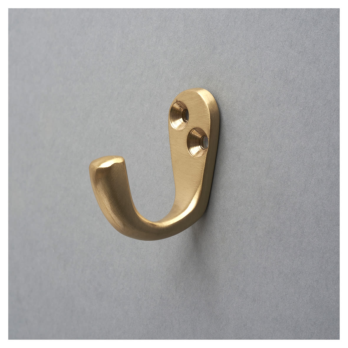 Solid Brass Single Coat Hook - 43 x 17mm - Satin Brass - view 4