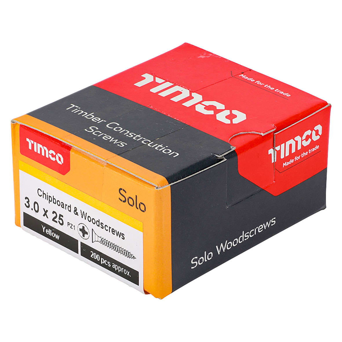 Solo Chippy Pozi Countersunk Wood Screws - 3.0 x 25mm - Yellow Zinc - Pack of 200 - view 4