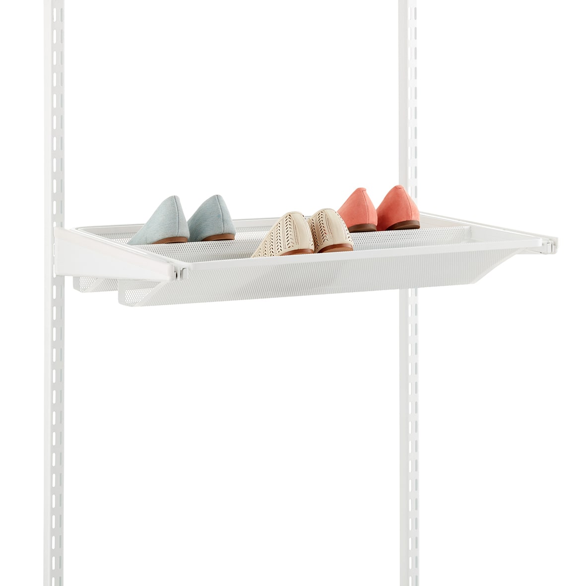Top Track System - Click In Double Mesh Gliding Shoe Rack - 605 x 96 x 430mm - White - view 2