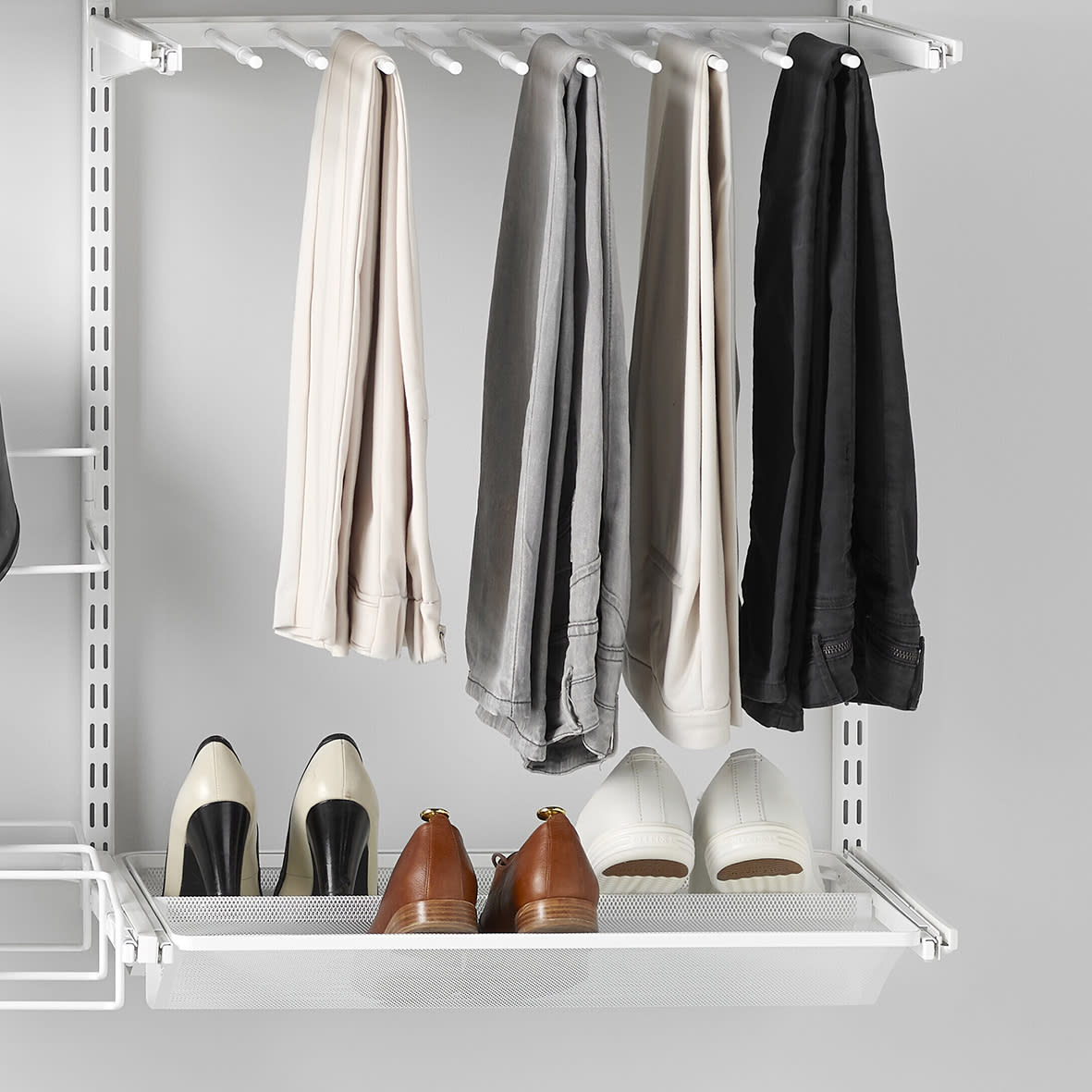 Top Track System - Click In Double Mesh Gliding Shoe Rack - 605 x 96 x 430mm - White - view 3