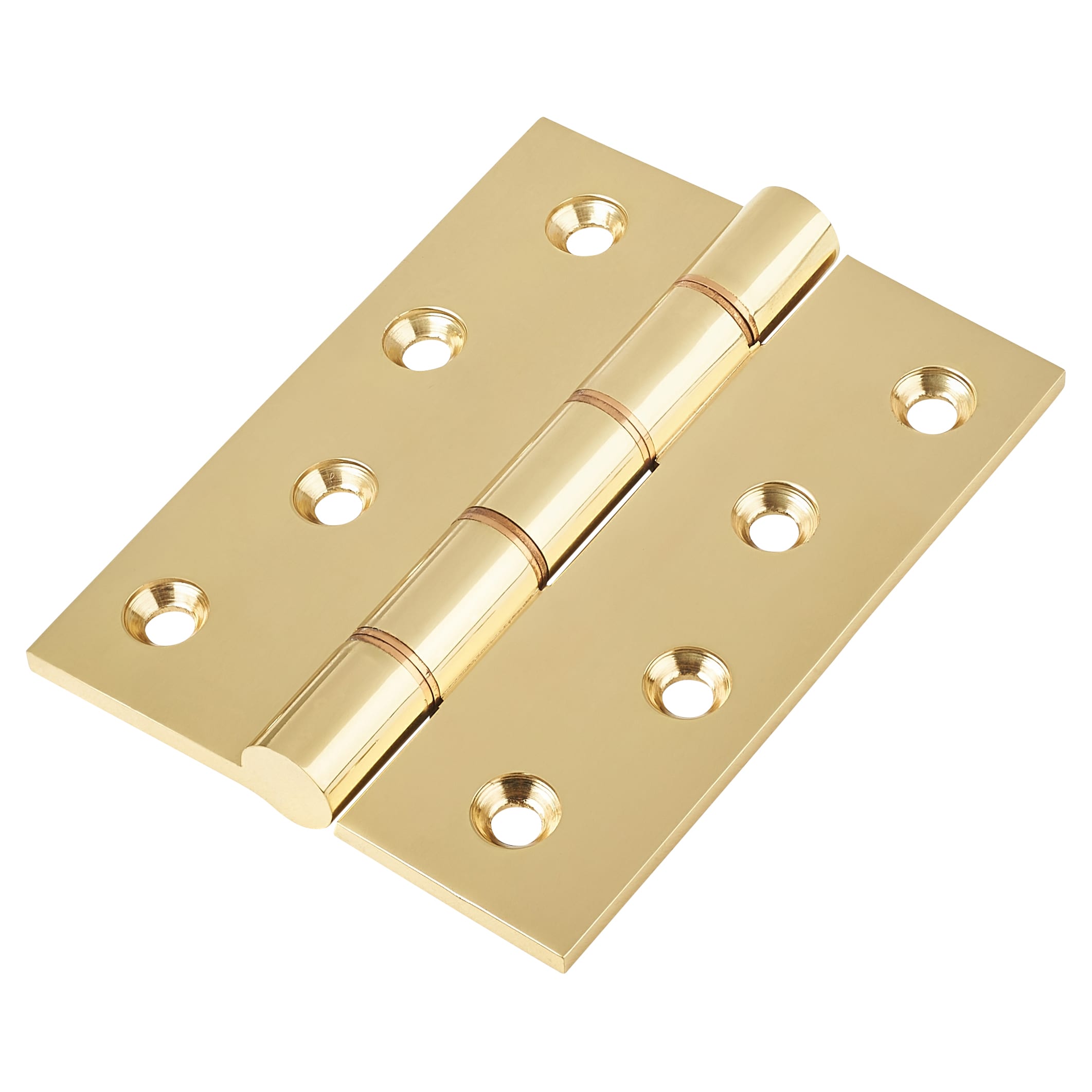 Double Phosphor Bronze Washered Butt Door Hinge - 100 x 75 x 4mm - Polished Brass - Pair - view 2