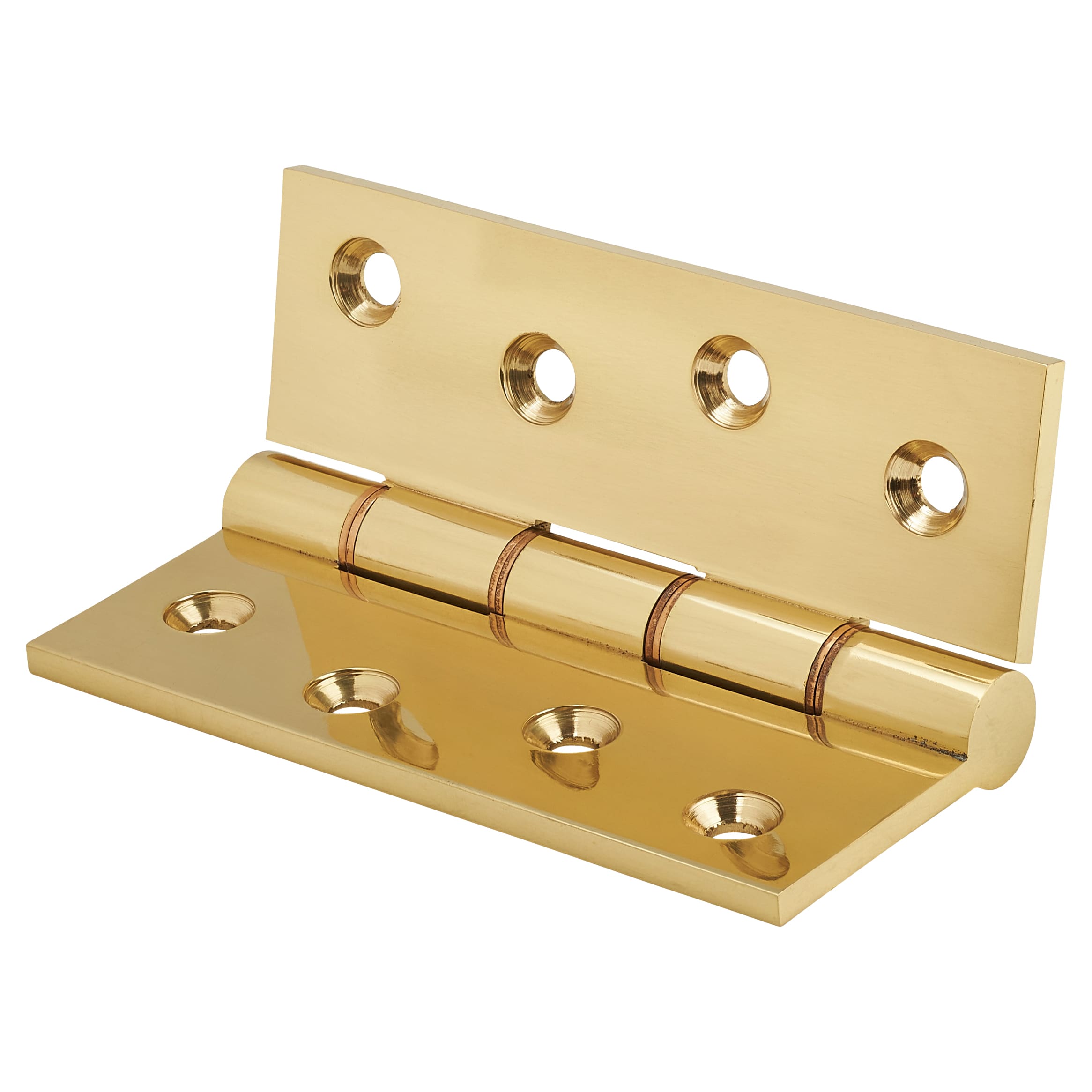 Double Phosphor Bronze Washered Butt Door Hinge - 100 x 75 x 4mm - Polished Brass - Pair - view 3