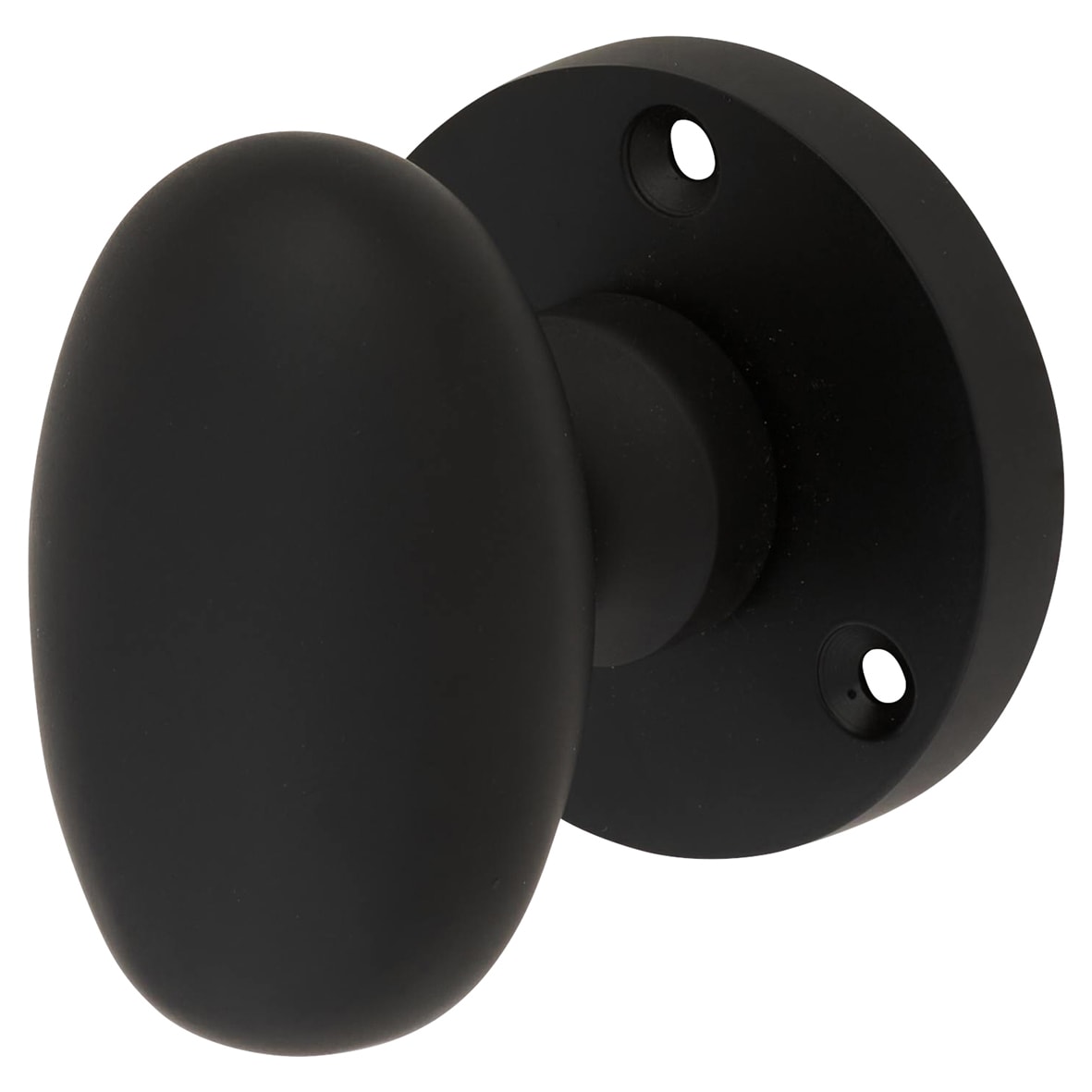 Matt Black Victorian Oval Mortice Door Knob - 61mm Rose Diameter - view 2