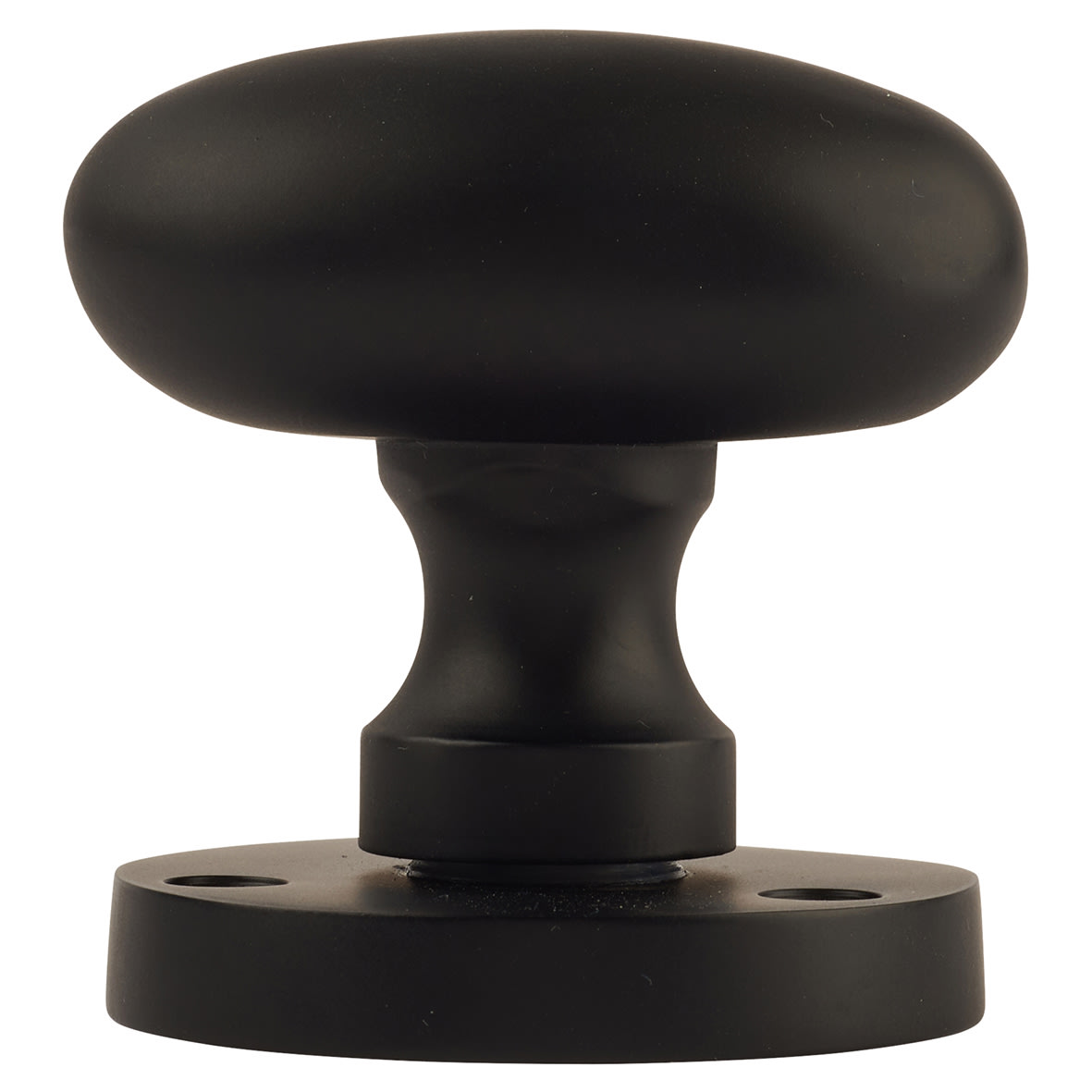 Matt Black Victorian Oval Mortice Door Knob - 61mm Rose Diameter - view 3