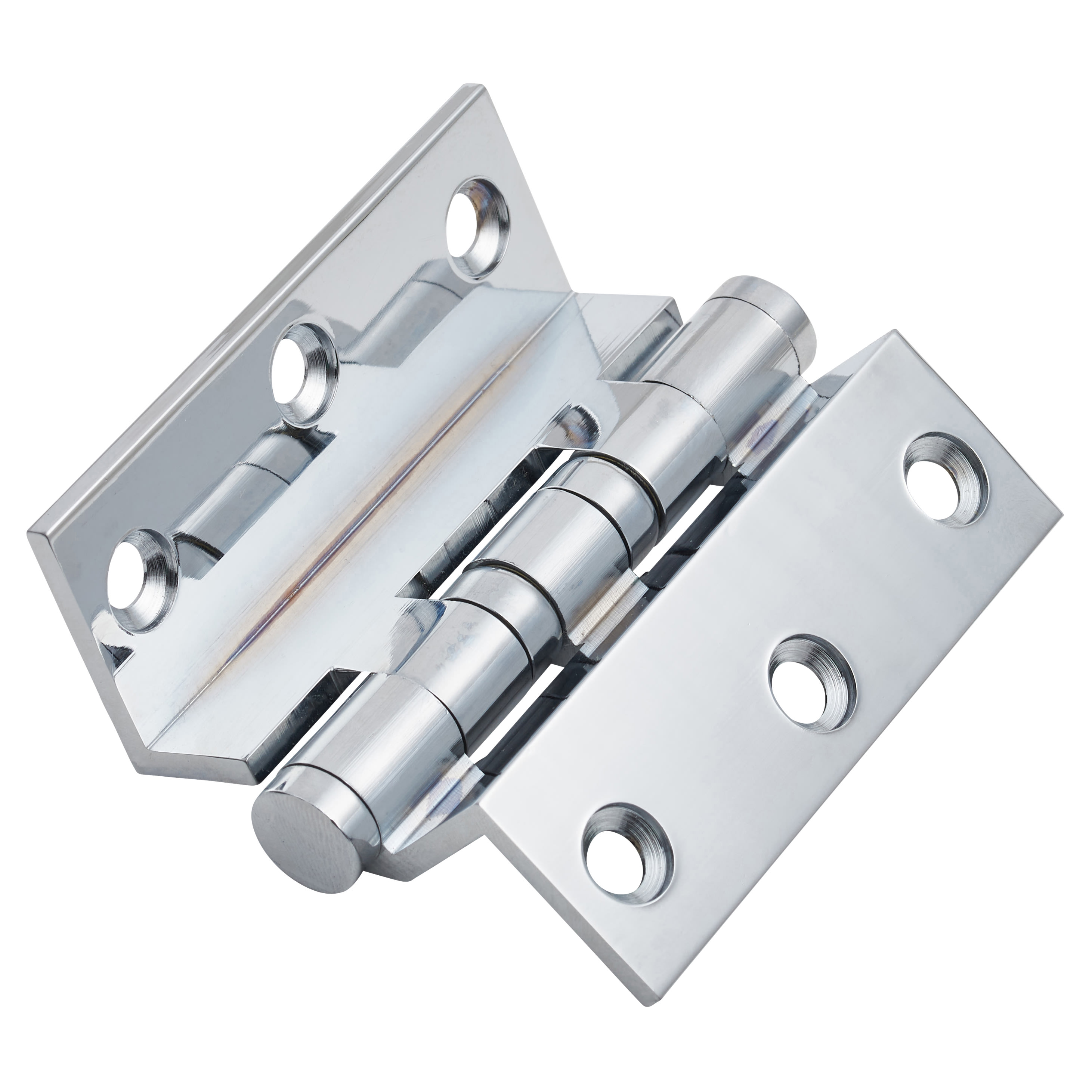 Cranked Ball Bearing Storm Proof Casement Window/Door Hinge - 75 x 3mm - Polished Chrome - Pair - view 2