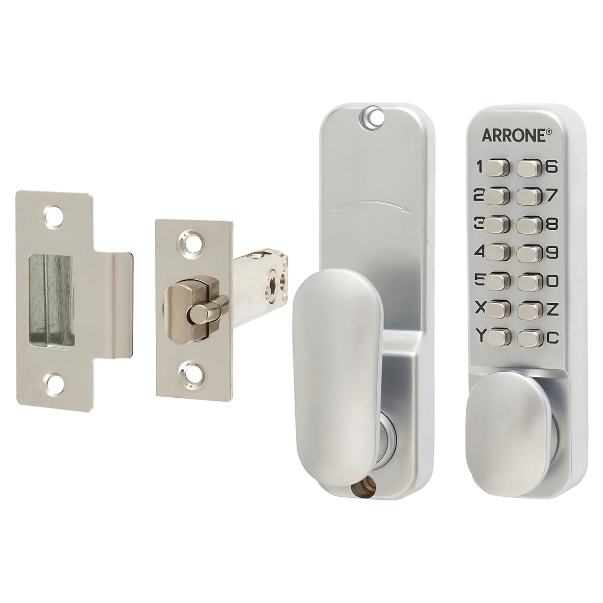 Fire Rated Mechanical Code Lock with Intumescent - Holdback Option - Satin Chrome - view 2