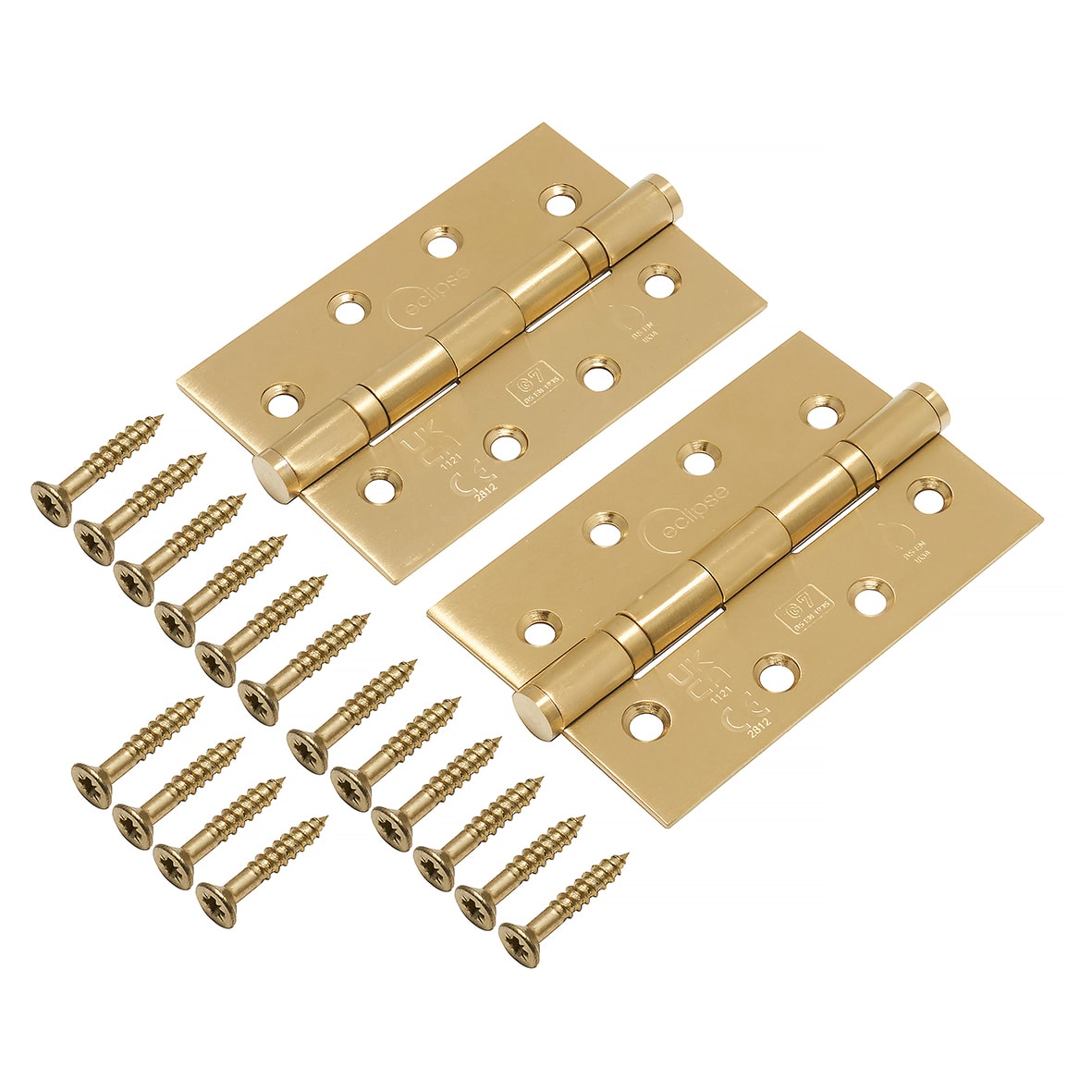 Ball Bearing Grade 7 Butt Fire Door Hinge - 102 x 67 x 2mm - Satin Brass - Pair - view 2