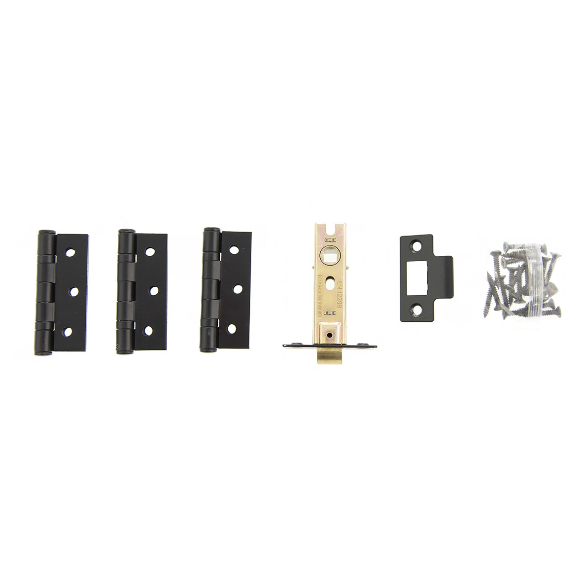 Tubular Latch Pack - 57mm Backset - 3 x Fire Rated Ball Bearing Hinges - Matt Black - view 2