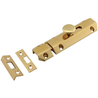 French Door Bolt/Flat Section Bolt - 202 x 36mm - Polished Brass - view 2