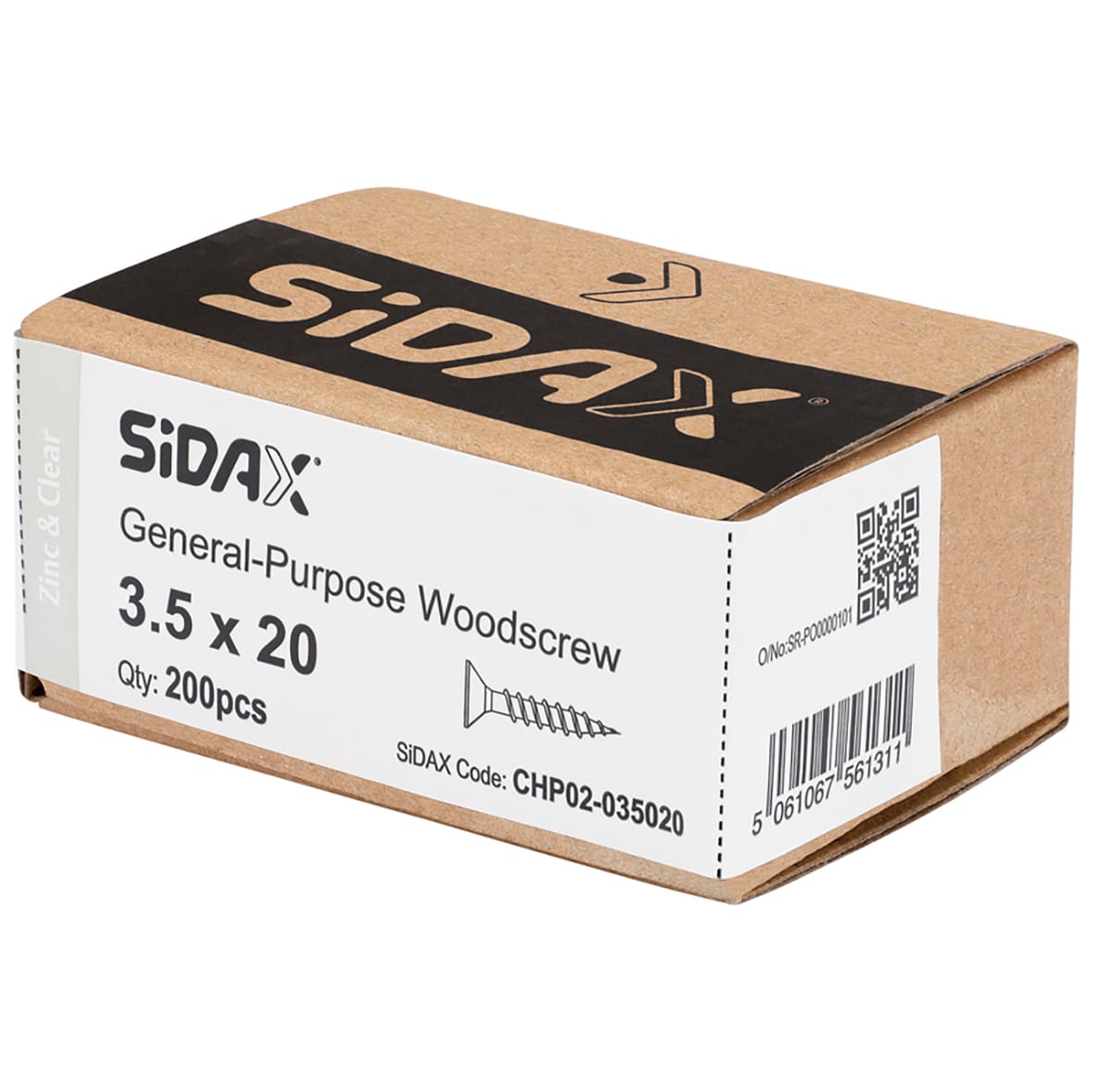 General Purpose Pozi Countersunk Chipboard Wood Screws - 3.5 x 20mm - Zinc Plated - Pk of 200 - view 2
