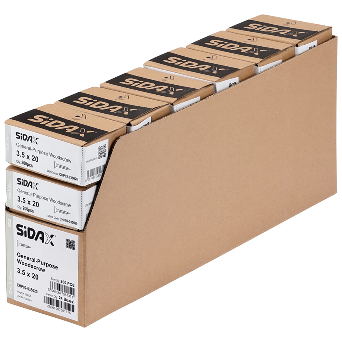 General Purpose Pozi Countersunk Chipboard Wood Screws - 3.5 x 20mm - Zinc Plated - Pk of 200 - view 3
