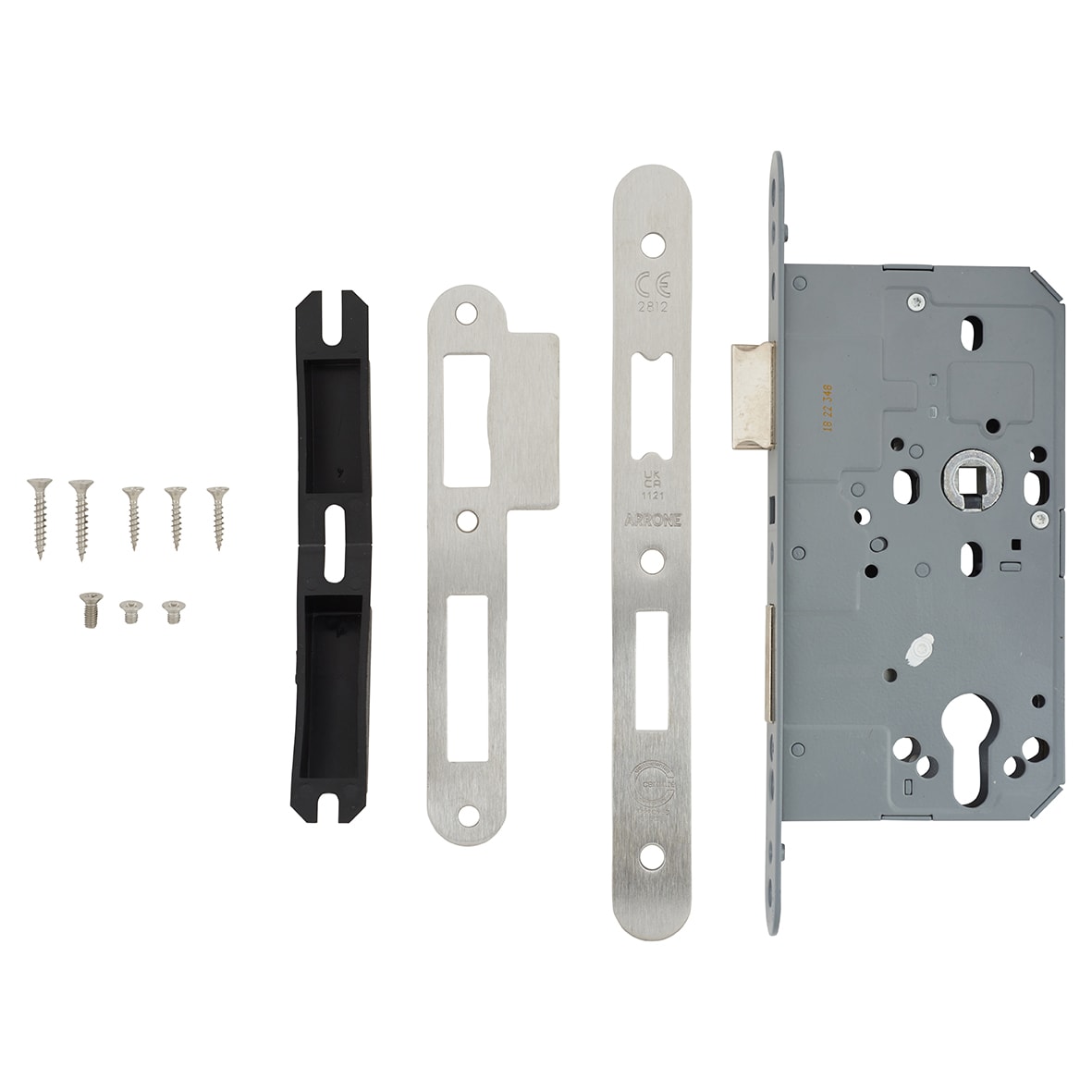 Euro Profile DIN Sashlock - 88mm Case - 60mm Backset - Radius - Satin Stainless Steel - view 2