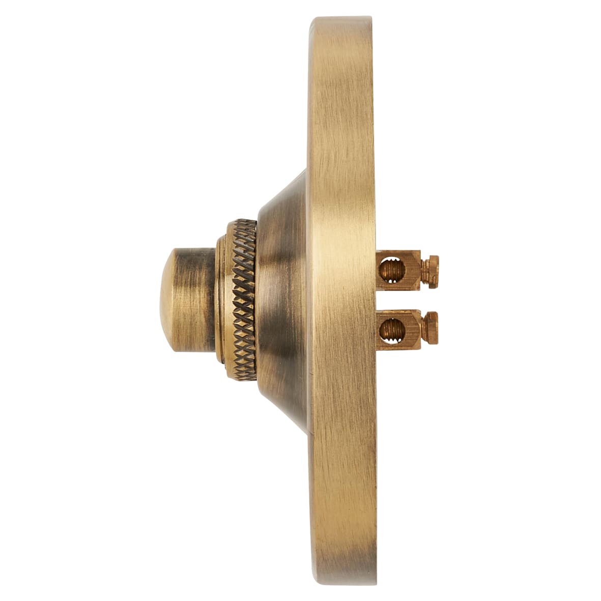 Antique Brass Round Bell Push - 65mm Diameter - view 2