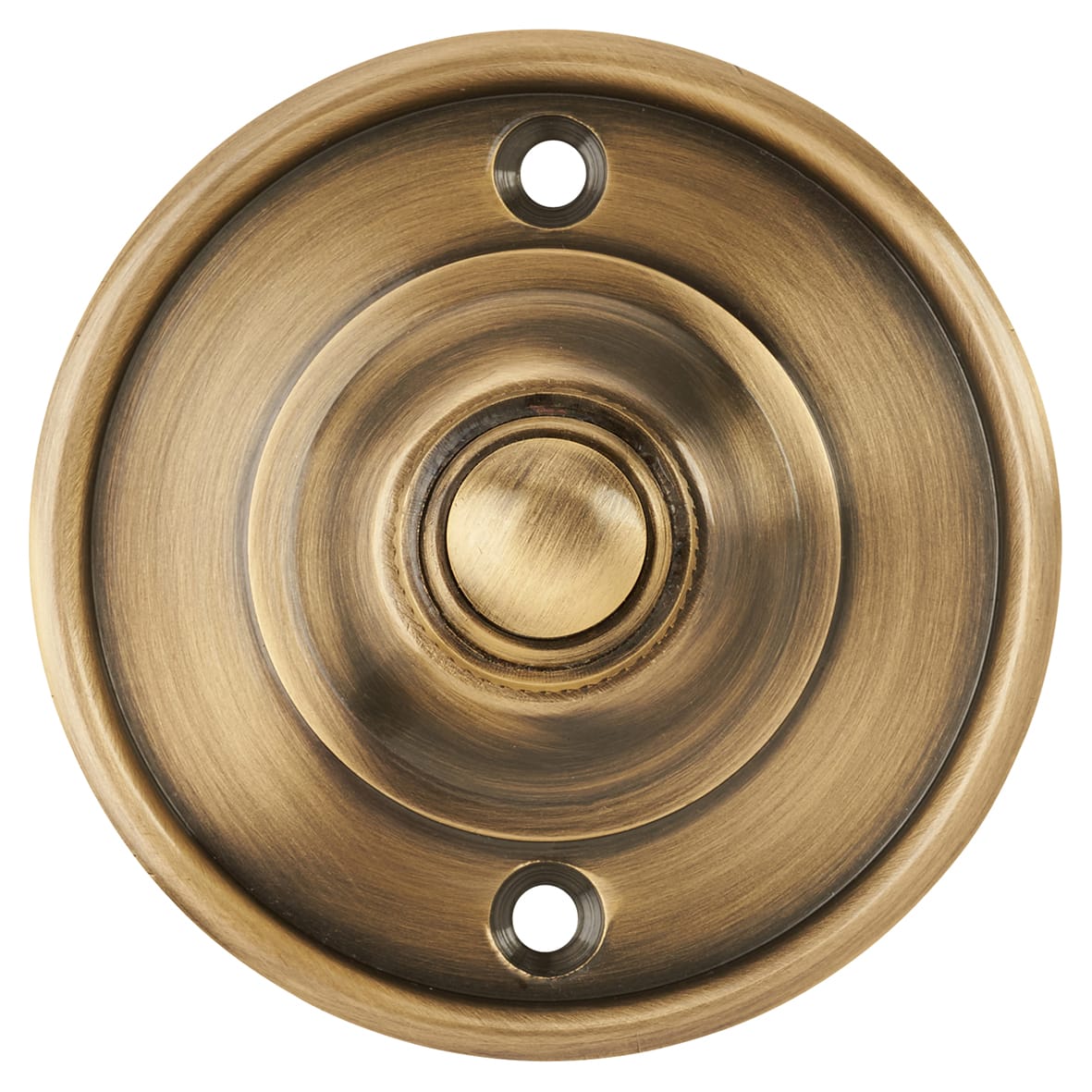 Antique Brass Round Bell Push - 65mm Diameter - view 3