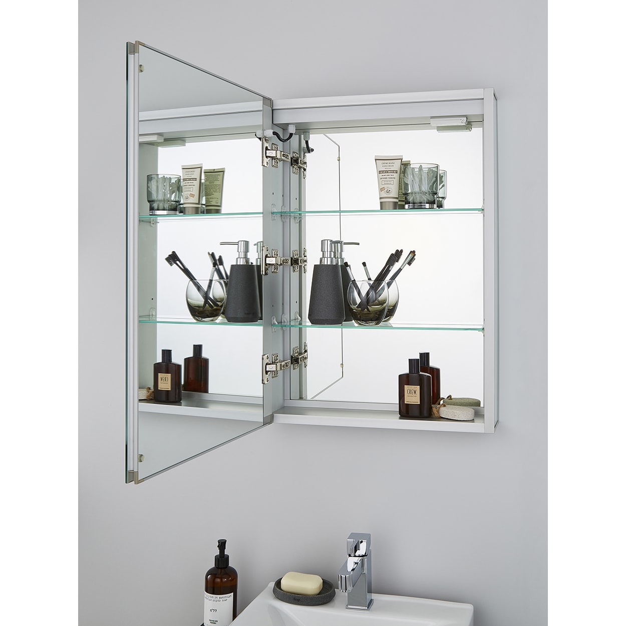 Forum Spa Arte 34W 1 Door LED Bathroom Mirror Cabinet with Touch On/Off Sensor & Shaver Socket - view 5