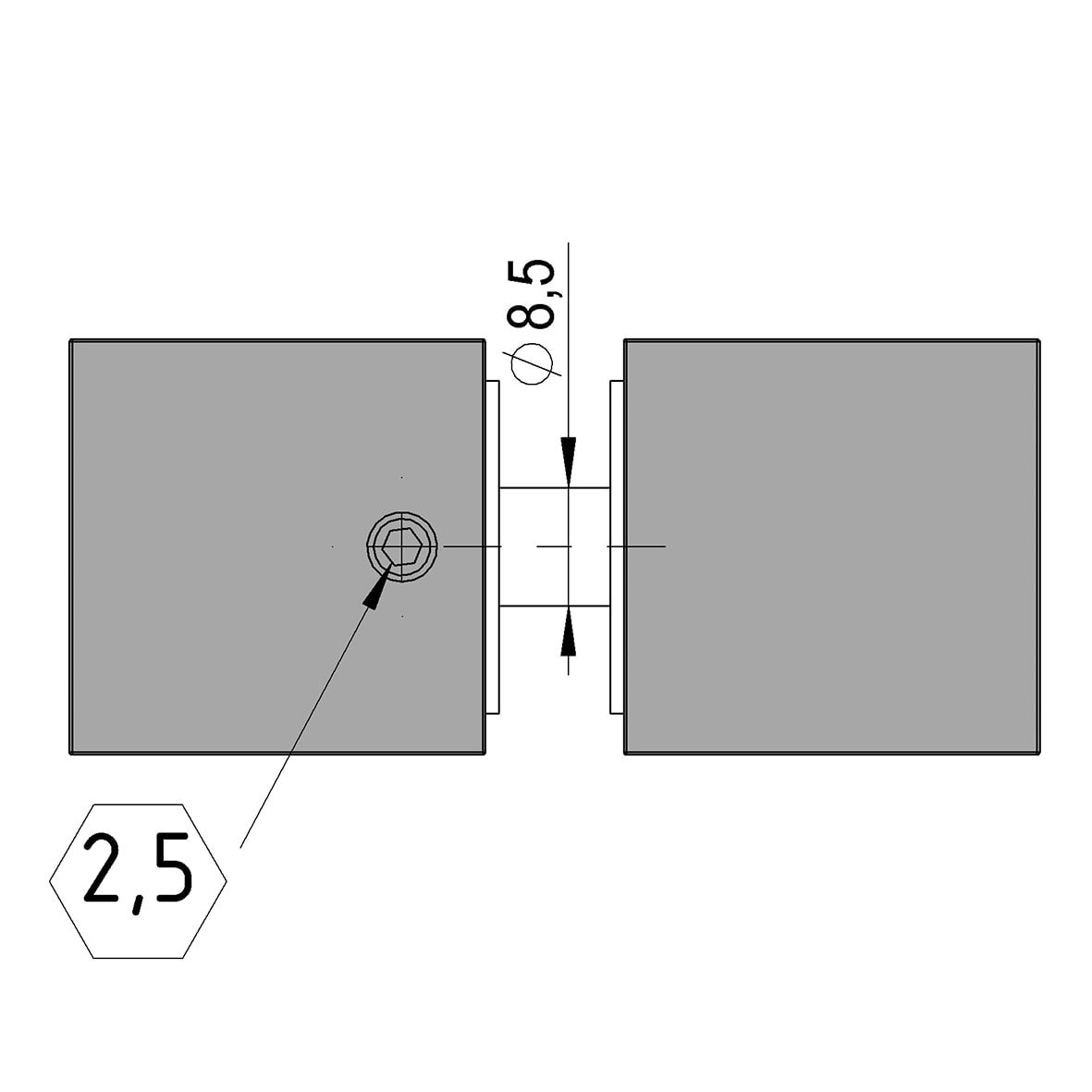 Shower Door Knob - Square - 30 x 30mm - Matt Black - Pair - view 6