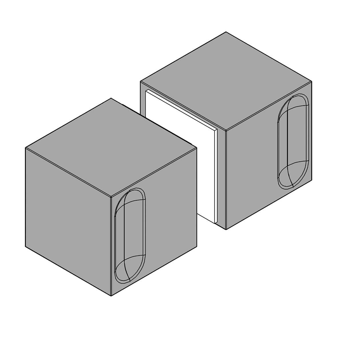 Shower Door Knob - Square - 30 x 30mm - Matt Black - Pair - view 7