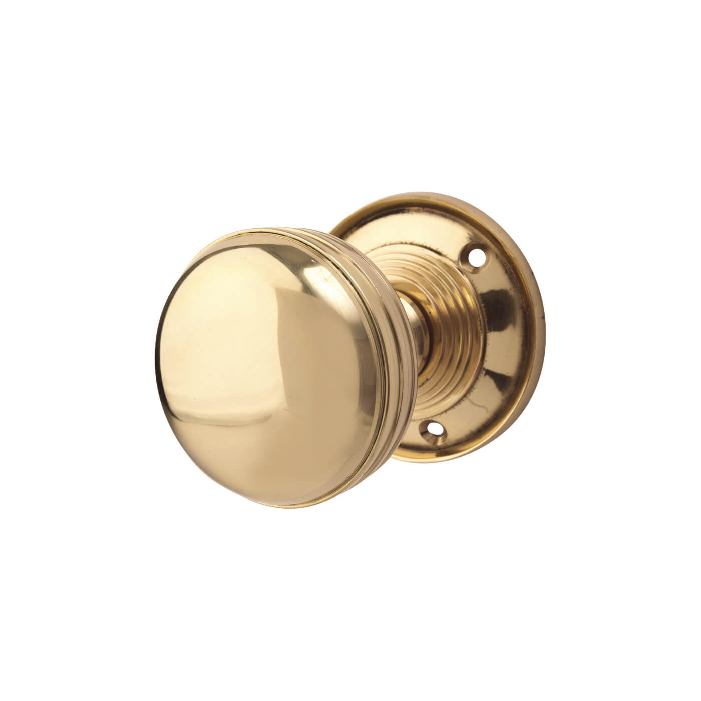 Polished Brass Ringed Mortice Door Knob - 65mm Rose Diameter - view 2