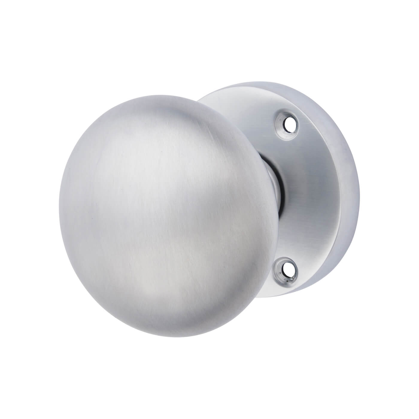 Satin Chrome Round Mortice Door Knob - 58mm Rose Diameter - view 2