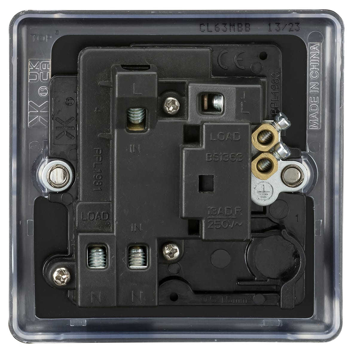 13A 1 Gang Round Edge Switched Fused Spur - Matt Black - view 4