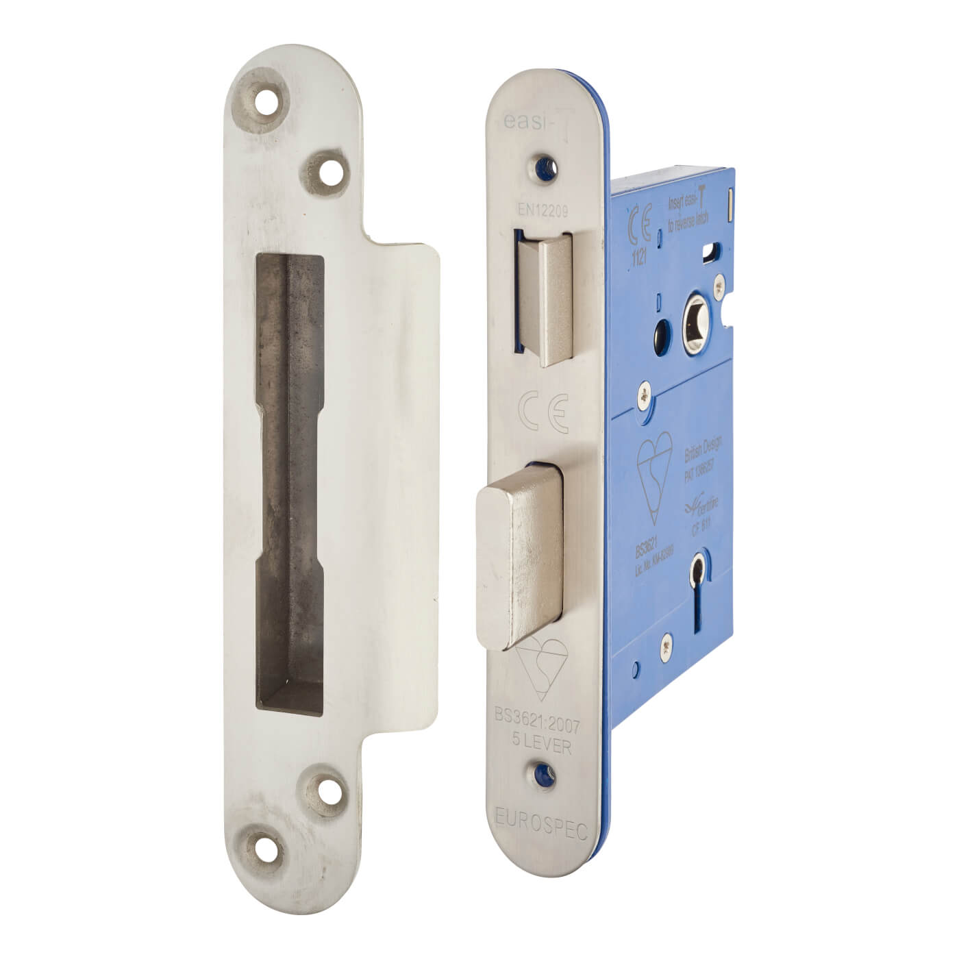 Bolt Through 5 Lever Sashlock - 78mm Case - 57mm Backset - Radius - Satin Stainless Steel - view 2
