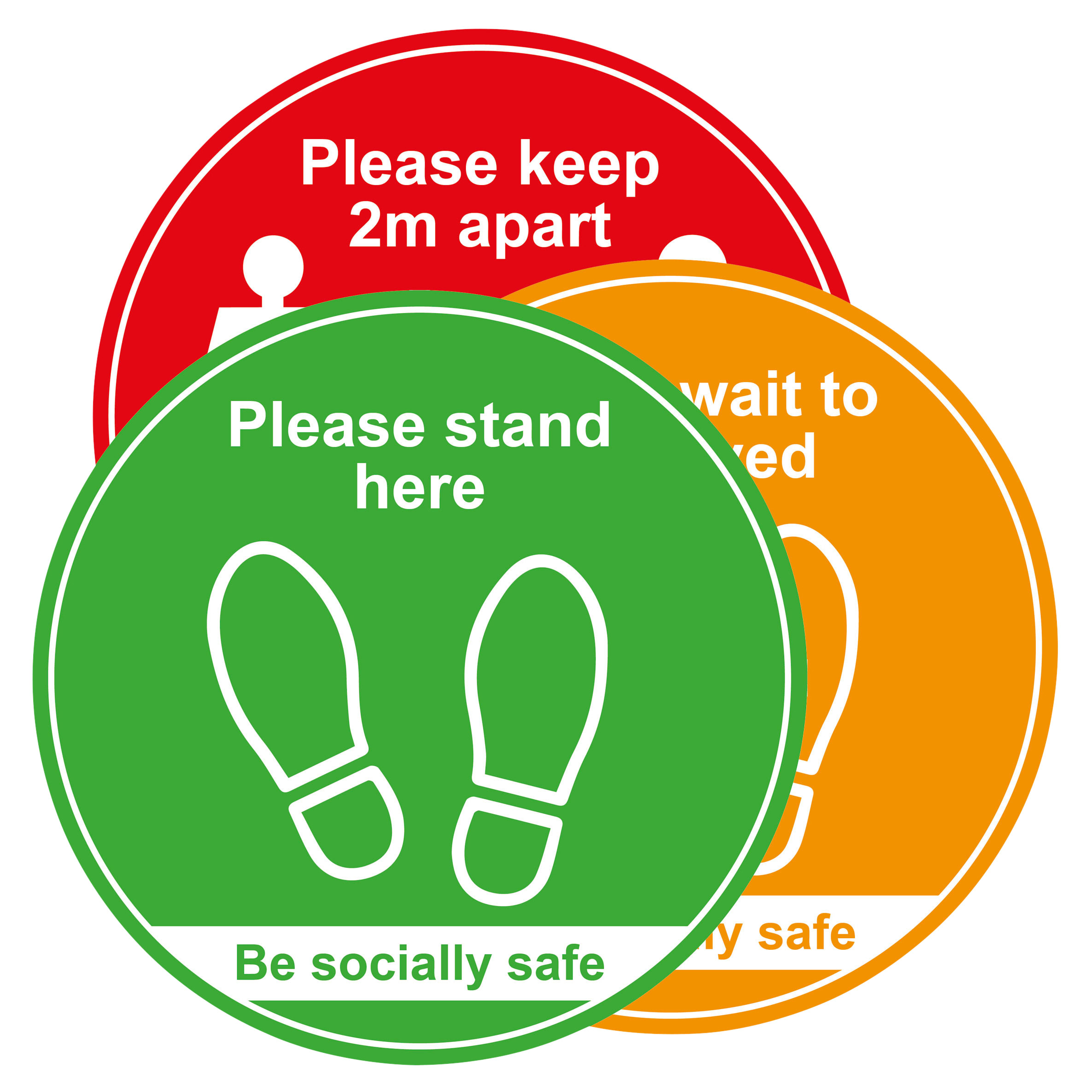 Social Distance Floor Sign - Please Keep 2m Apart - 400mm Diameter - Pack of 3 - view 2