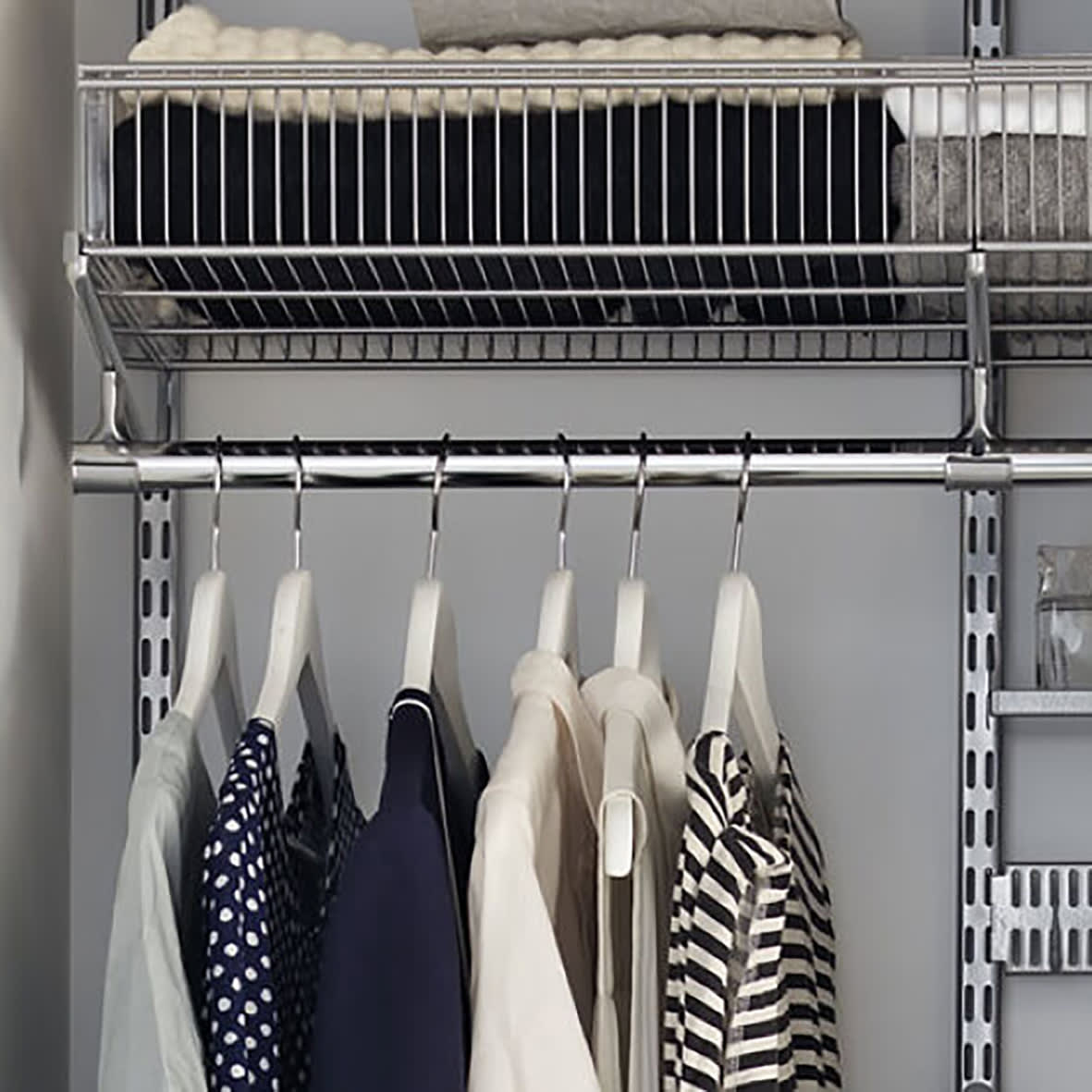 Top Track System - Click In Clothes Hanging Rail - 480mm Length - Chrome - view 2