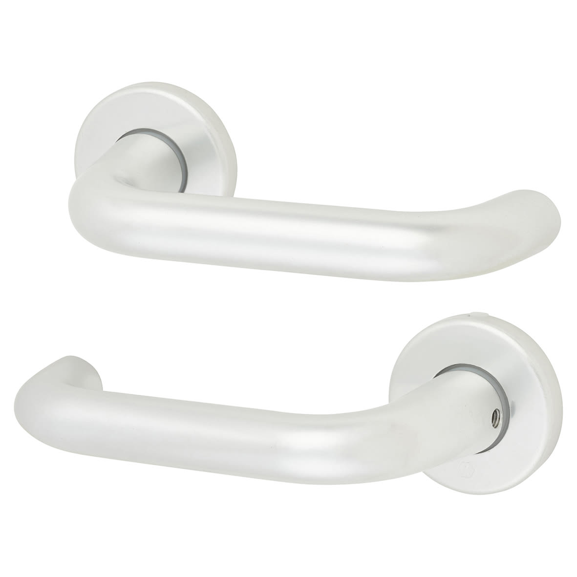 Satin Aluminium 20mm Return to Door Handles on Round Rose - view 2