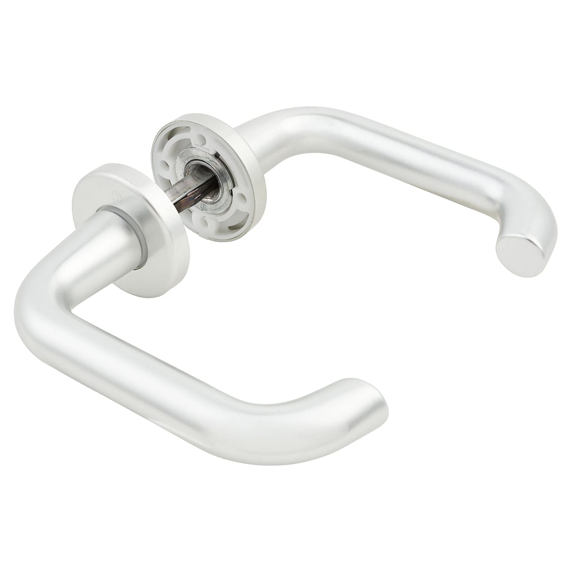 Satin Aluminium 20mm Return to Door Handles on Round Rose - view 6