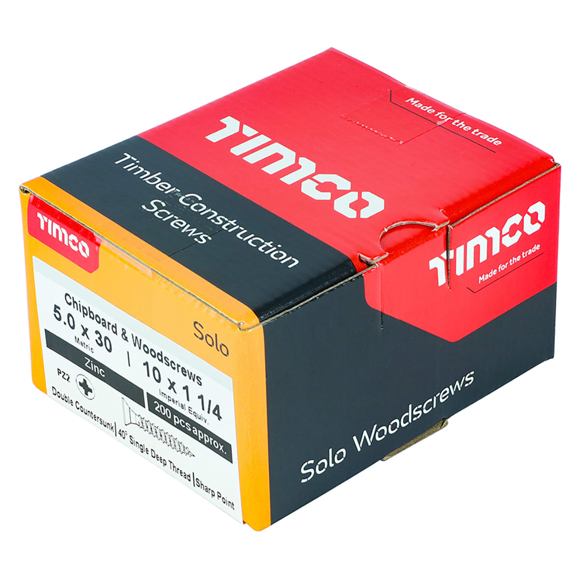 Solo Chippy Pozi Countersunk Wood Screws - 5.0 x 30mm - Zinc Plated - Pack of 200 - view 4