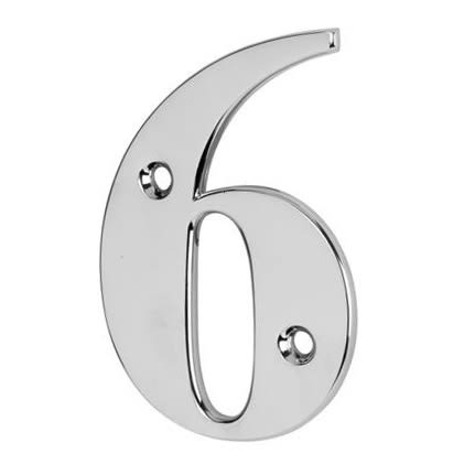 79mm Screw Fix Door Numeral - 6 / 9 - Bright Chrome - view 2