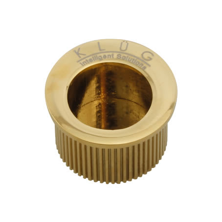 Round Door Edge Finger Flush Pull - 30mm Diameter - PVD Brass - view 2