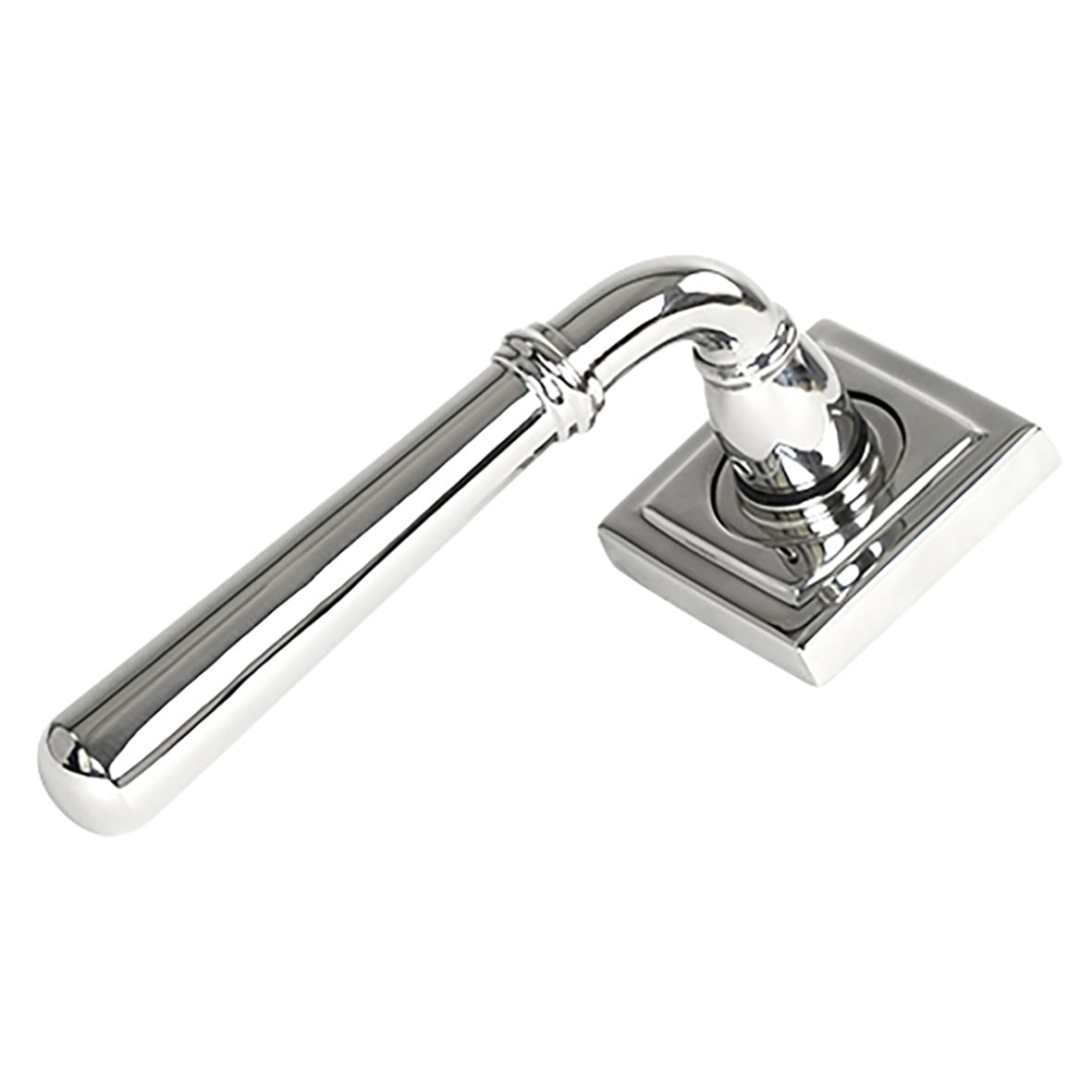 Polished Stainless Steel Door Handles on Square Rose - Newbury Range - view 2