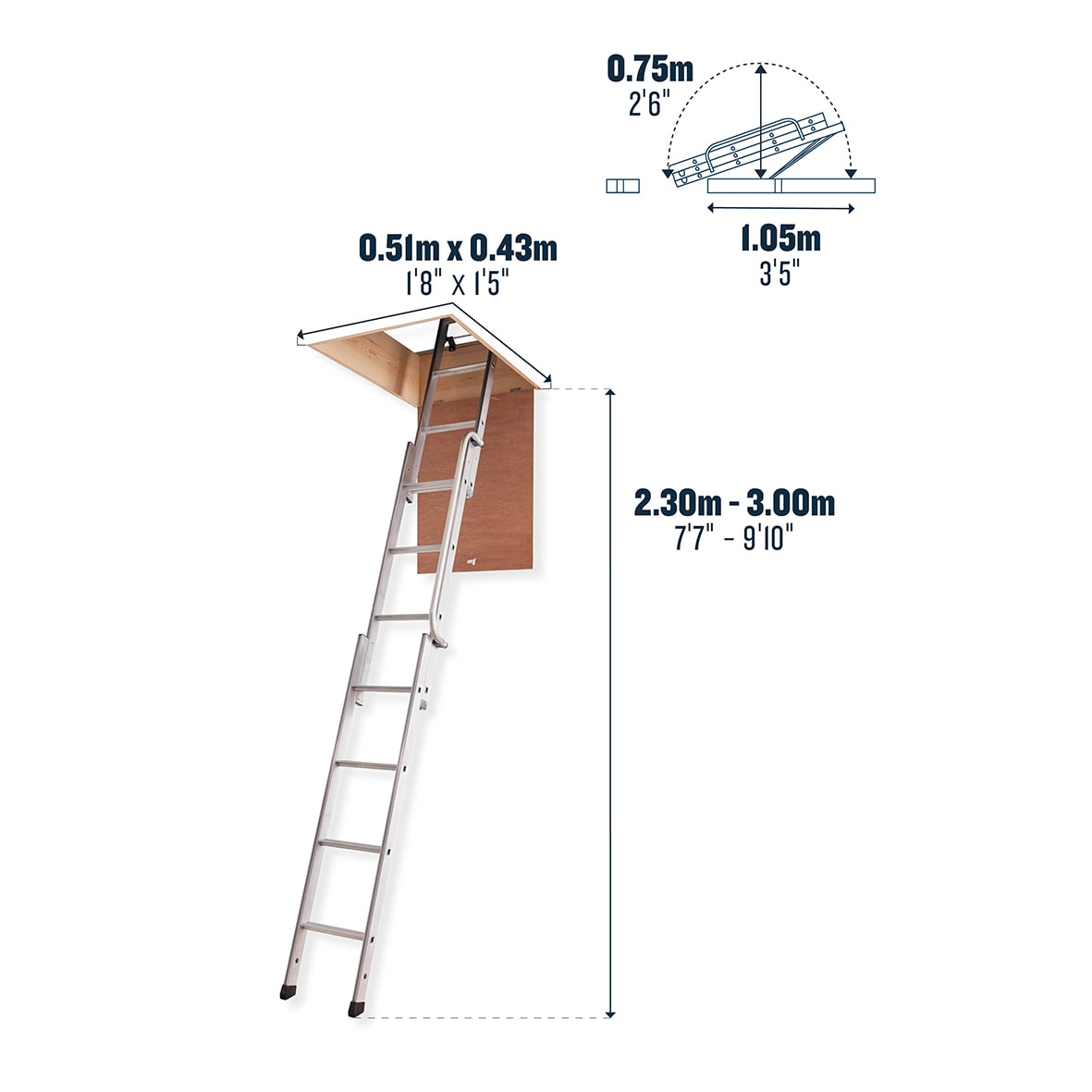 Aluminium Easiway Loft Ladder - 2300 - 3000mm Height - view 5