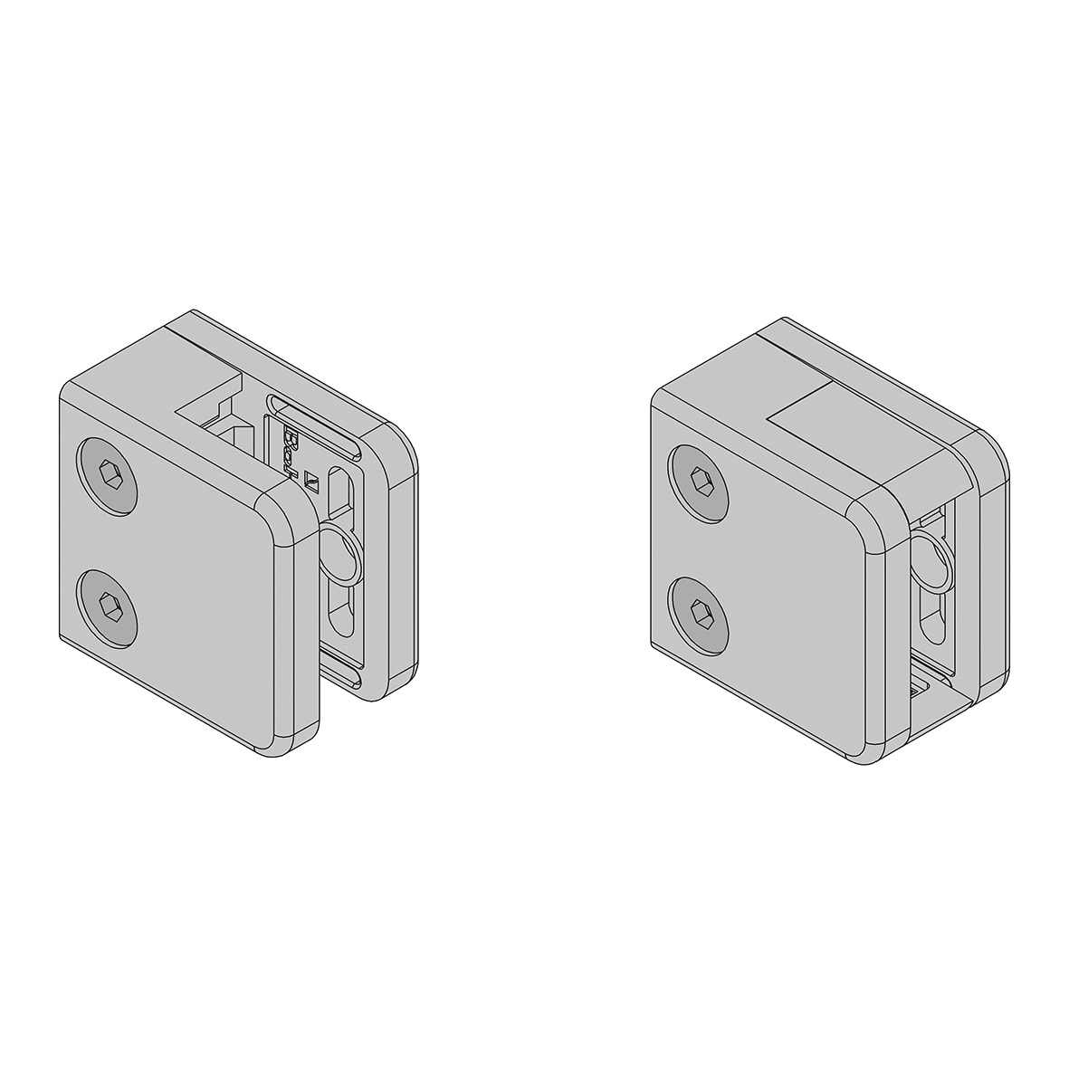 Square Balustrade Clamps & Inserts - 10mm Glass - 45mm x 45mm - Stainless Effect - Pack of 4 - view 5