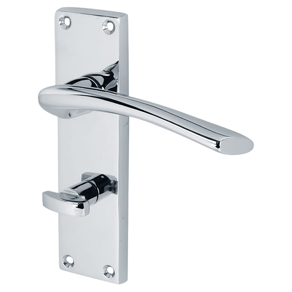 Polished Chrome Bathroom Lock Door Handles Pack - Rimini Range - view 2