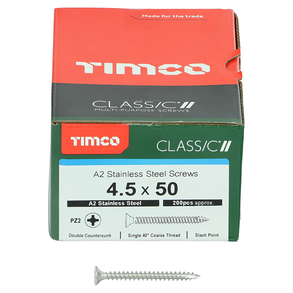 Classic Pozi Countersunk Wood Screws - 4.5 x 50mm - A2 Stainless Steel - Pack of 200 - view 2