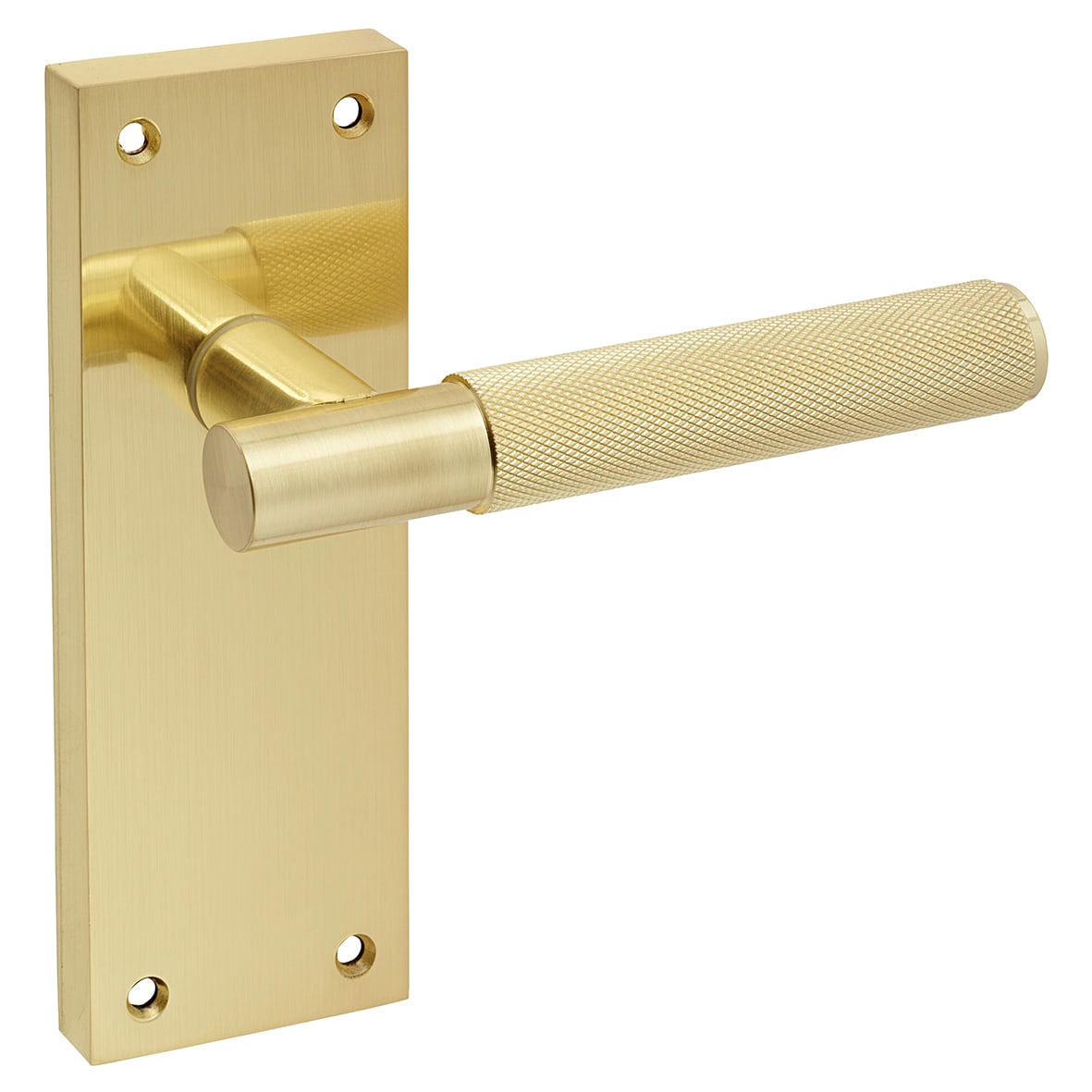 Satin Brass Knurled Latch Door Handles - Remi Range - 155 x 55mm - view 2