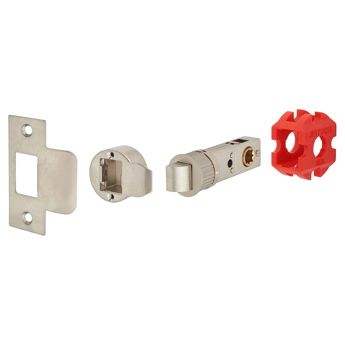 Satin Chrome Latch Door Handles on Rose Pack - Passage - Eden Range - view 3