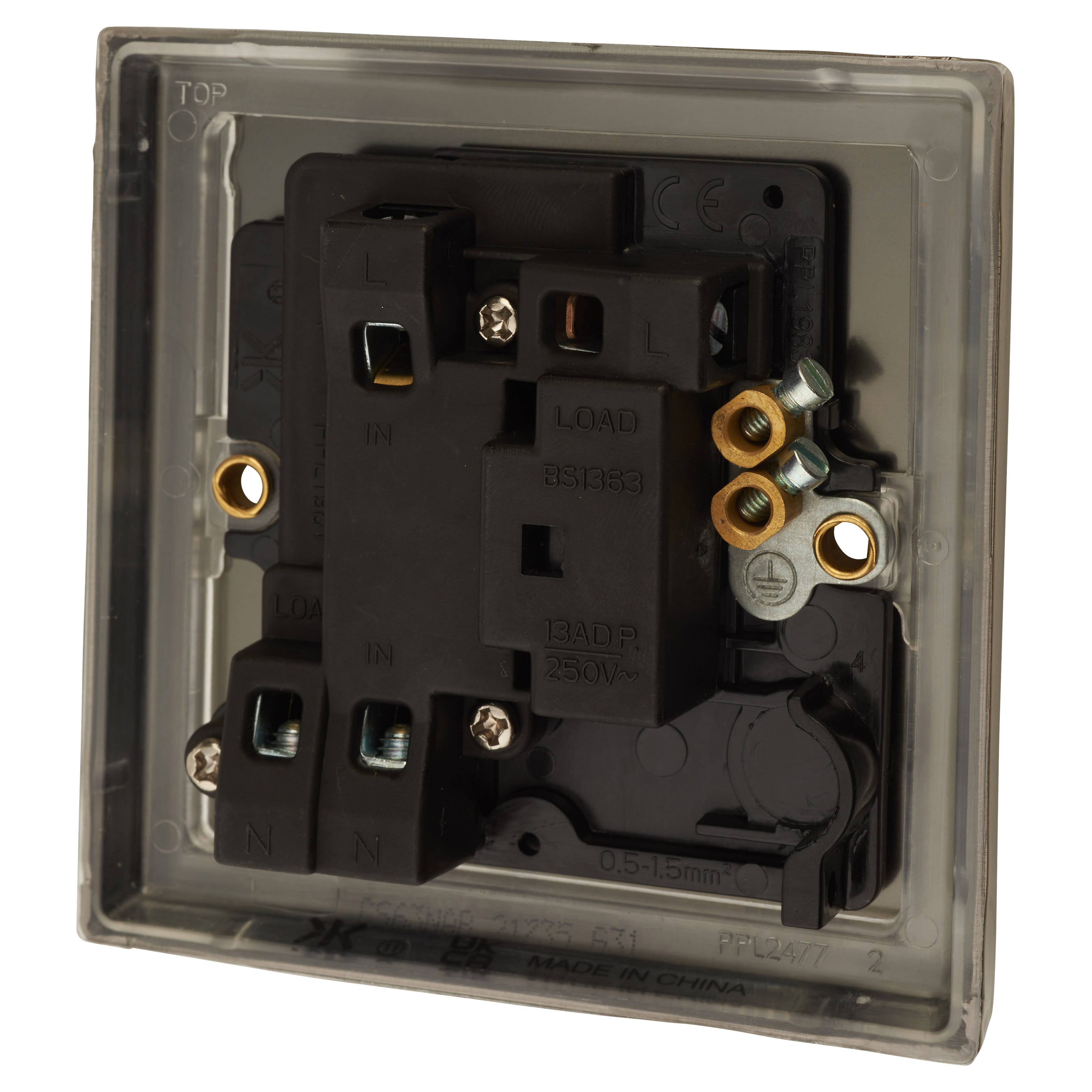 13A 1 Gang Switched Fused Spur with Neon - Antique Brass - view 3