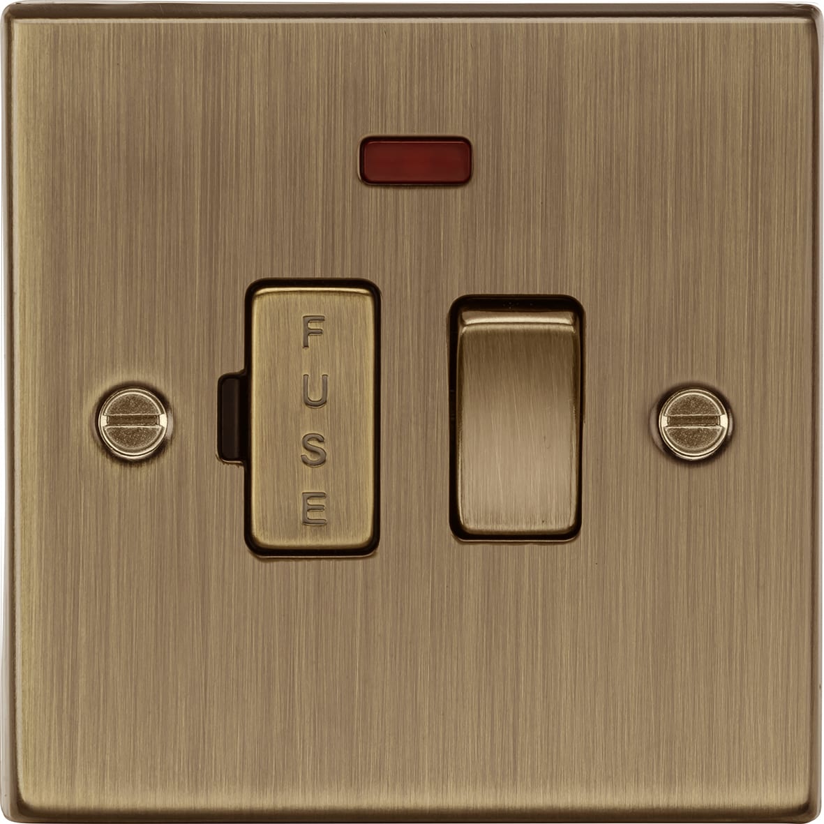 13A 1 Gang Switched Fused Spur with Neon - Antique Brass - view 4