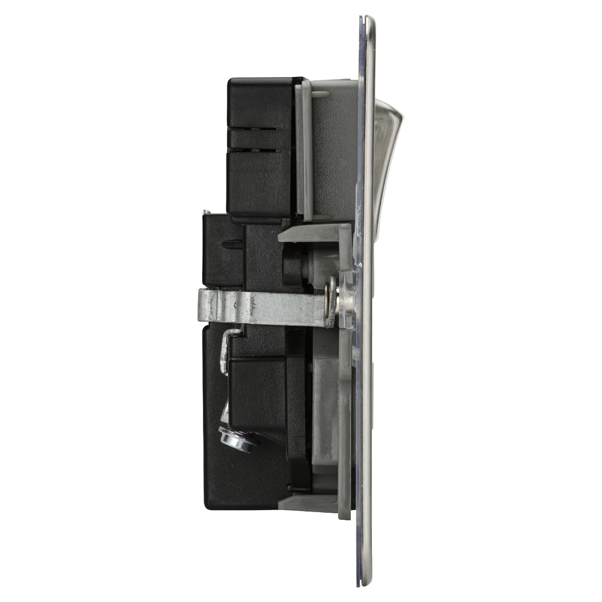 13A 2 Gang Flat Plate Type A/C USB Socket with 2 x USB - 4A - Brushed Chrome/Grey - view 4