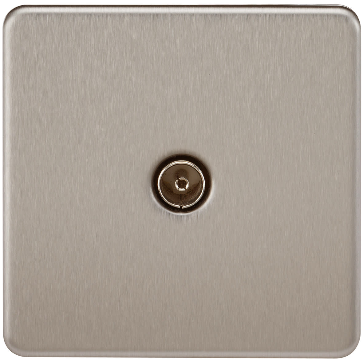 1 Gang Screwless Flat Plate Non Isolated TV Outlet - Brushed Chrome - view 3