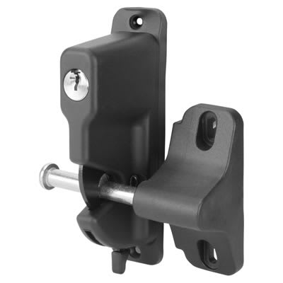Single Sided Lockable Gravity Safety Catch - Locked Open & Closed - Black - view 2