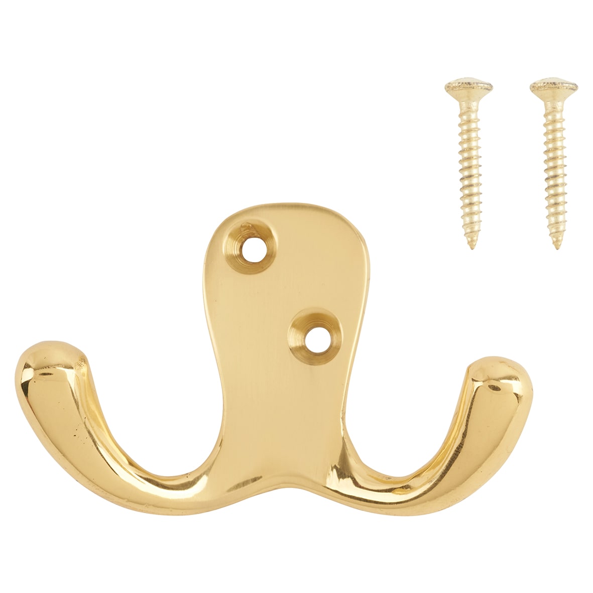 Solid Brass Double Coat Hook - 70 x 43mm - Polished Brass - view 3