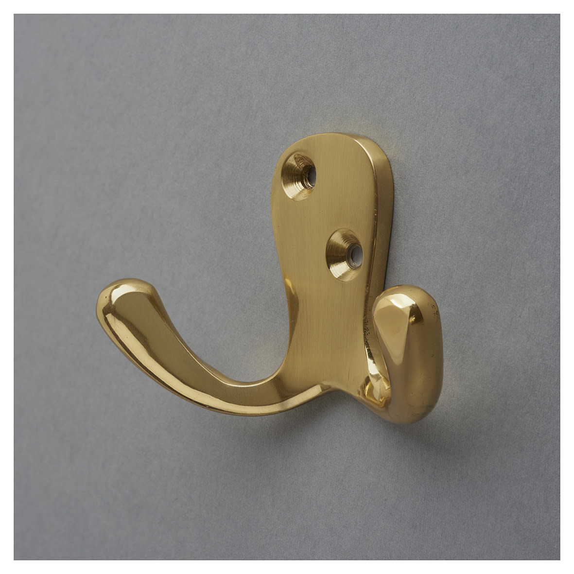 Solid Brass Double Coat Hook - 70 x 43mm - Polished Brass - view 4