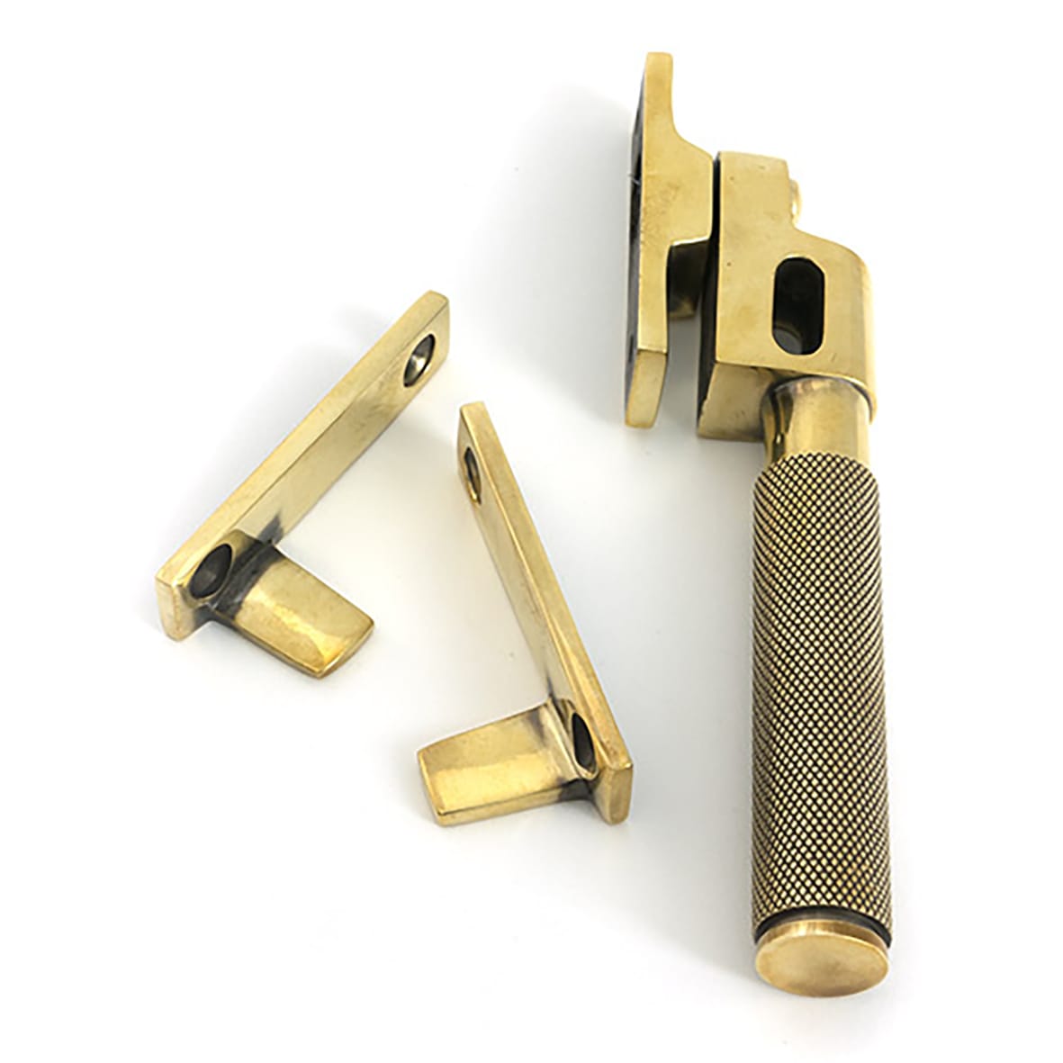 Brompton Knurled Locking Night Vent Casement Window Fastener - Aged Brass - view 2